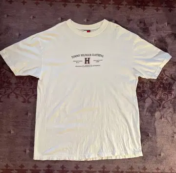TOMMY HILFIGER T셔츠 화이트 로고 프린트 USA 제조 90s