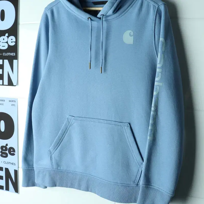 (L-2XL) 칼하트 후드티셔츠 USA 레터링 연블루 기모-H40929