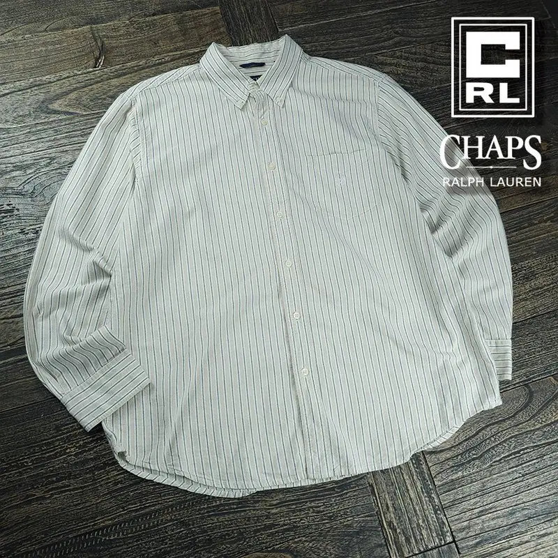 챕스 랄프로렌 로고 자수 스트라이프 버튼다운 셔츠 아이보리 M23527