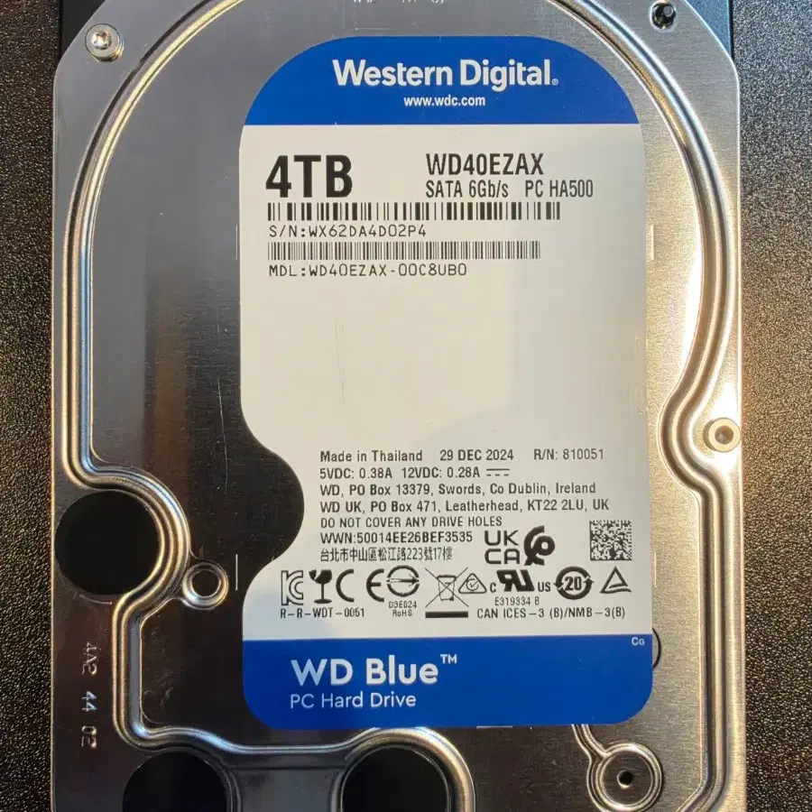 WD Blue 4TB HDD (WD40EZAX) 3.5인치