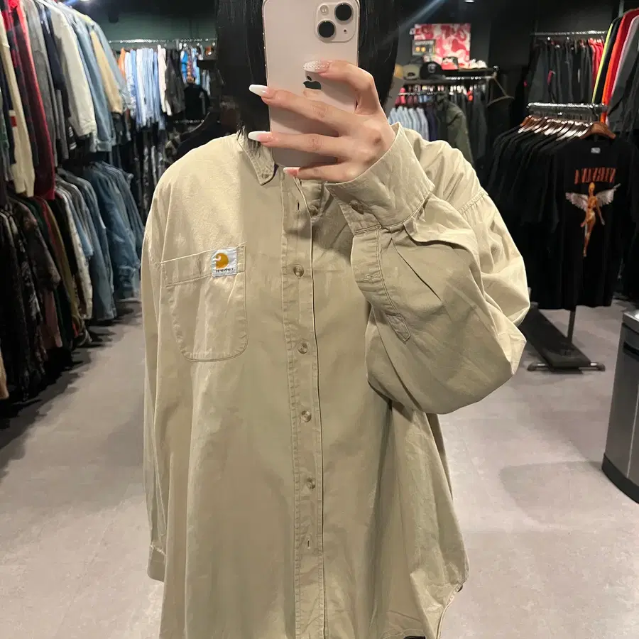 (232) Carhartt 칼하트 라이트 베이지 워크 셔츠