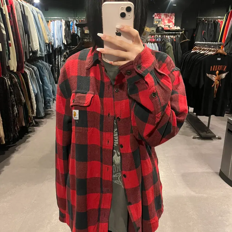 (236) Carhartt 칼하트 레드 블랙 버팔로 체크 플란넬 셔츠