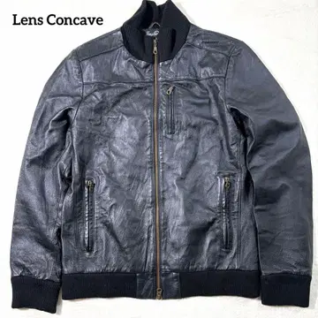 Lens Concave 천연 가죽 돈피 리브 절개 가죽 자켓 블랙 피그스킨