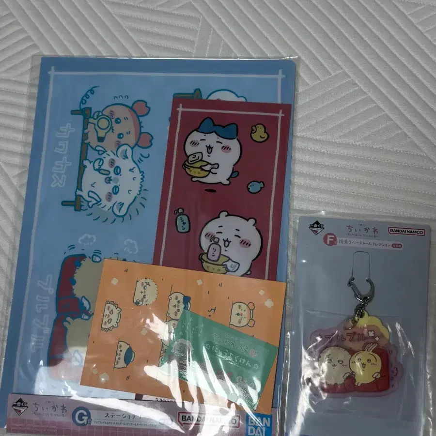 치이카와 온천 쿠지 g상 f상 우사기 랏코 키링 러버참