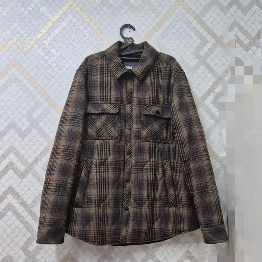남성 울 혼방 체크 누빔 셔츠 자켓105