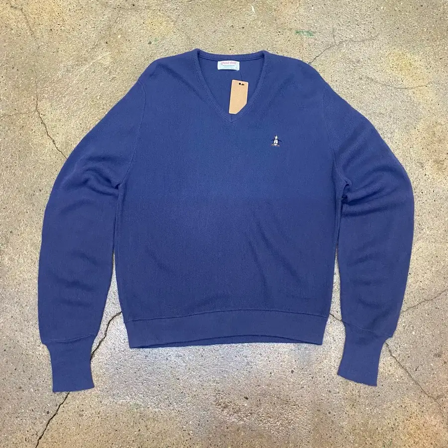 80s Made in USA 미국빈티지 그랜드 살렘 펭귄 자수 브이넥 니트