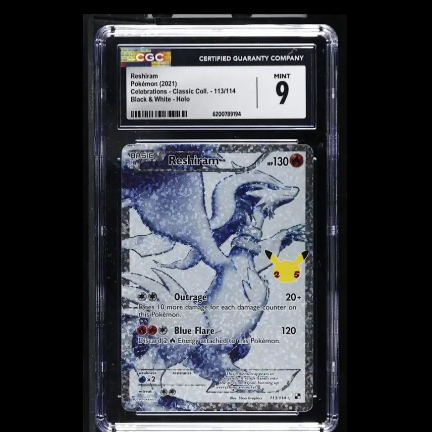포켓몬카드 25주년 레시라무 영문판 CGC 9 블랙앤화이트 홀로