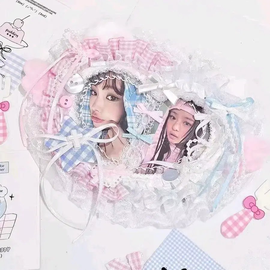 수제 체크 키치 단추 포인트 커플탑로더 더블탑로더 탑꾸 포카홀더