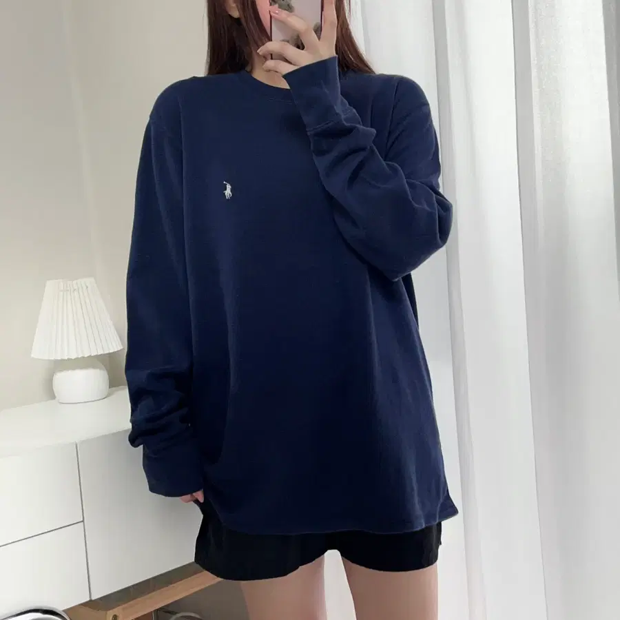 폴로 네이비 / 화이트포니 와플 긴팔티 [ XL ]