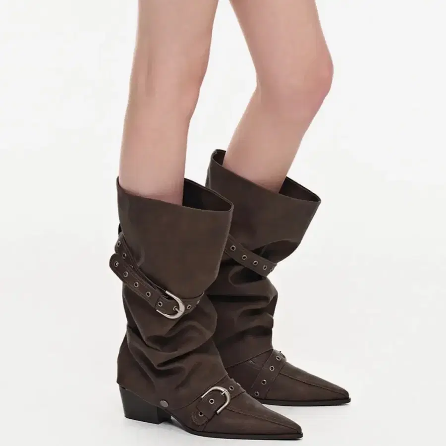 파시온 링클 투웨이 스틸레토 부츠_브라운 Wri nkled 2Way Stiletto Boots