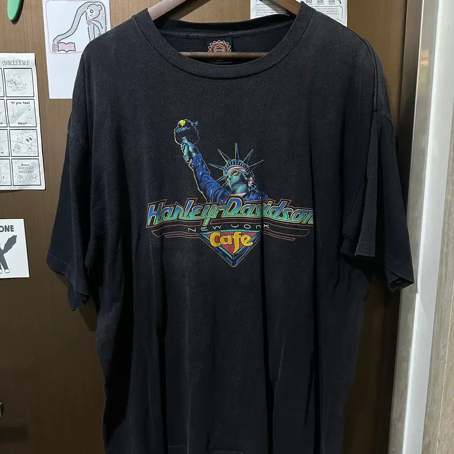 90s 할리데이비슨 뉴욕카페 티셔츠 블랙 XL