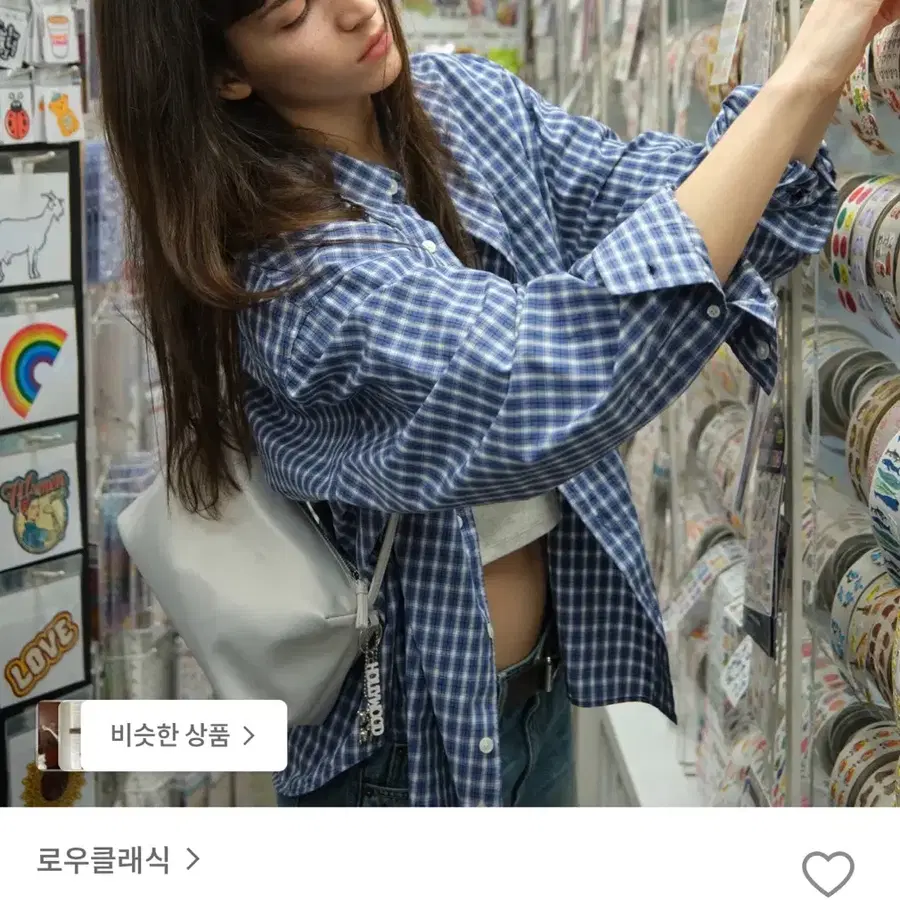 로우클래식 오버사이즈 체크 셔츠(새상품)
