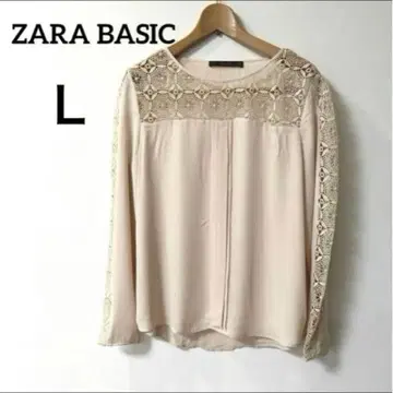 레이스 디테일 베이지 긴팔 블라우스 ZARA BASIC