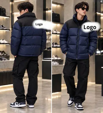 다운 자켓 네이비 블랙