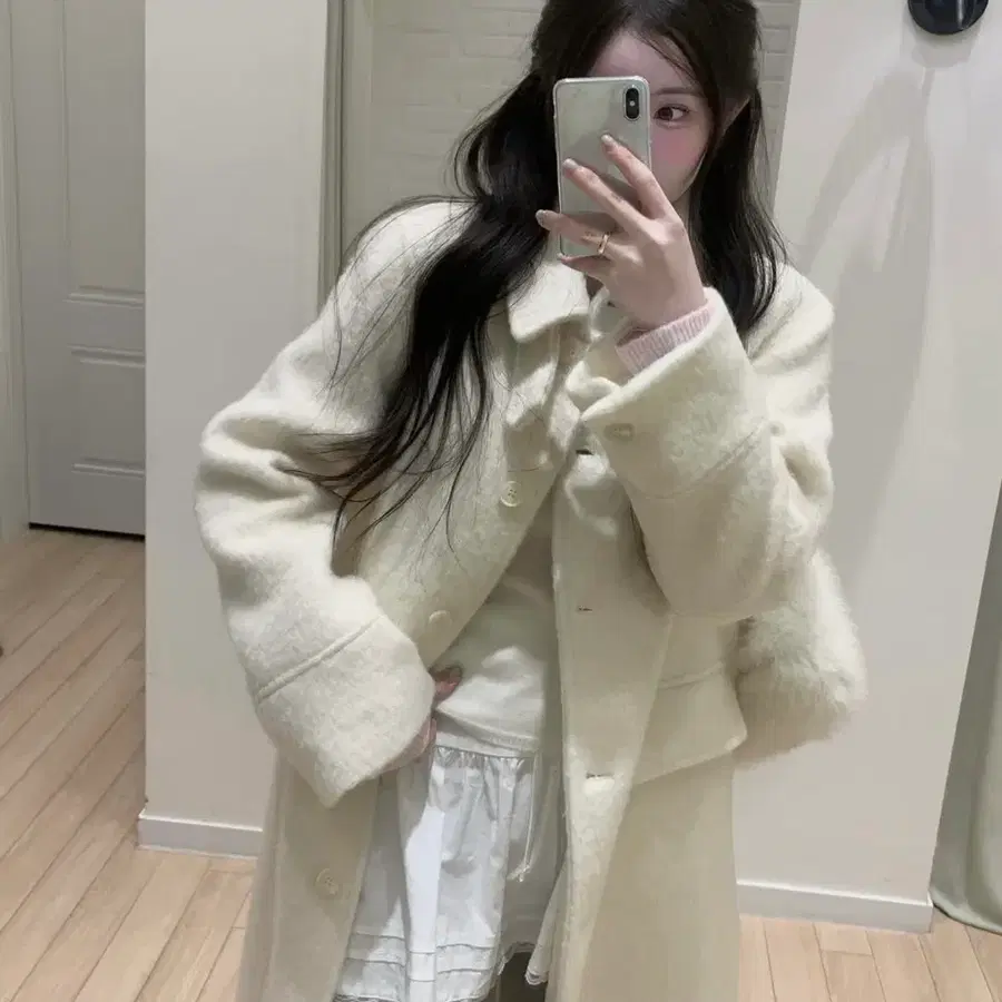 누아누아 화이트 아이보리 롱 코트 새상품