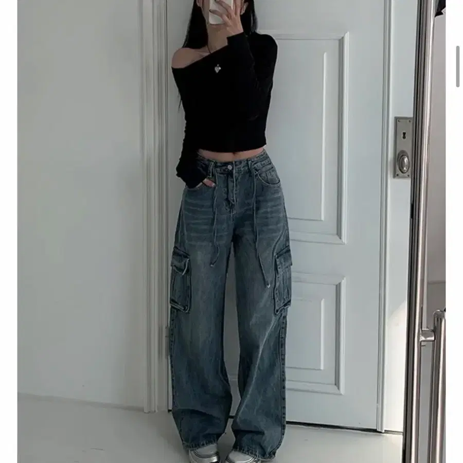 진청 포켓 와이드 팬츠