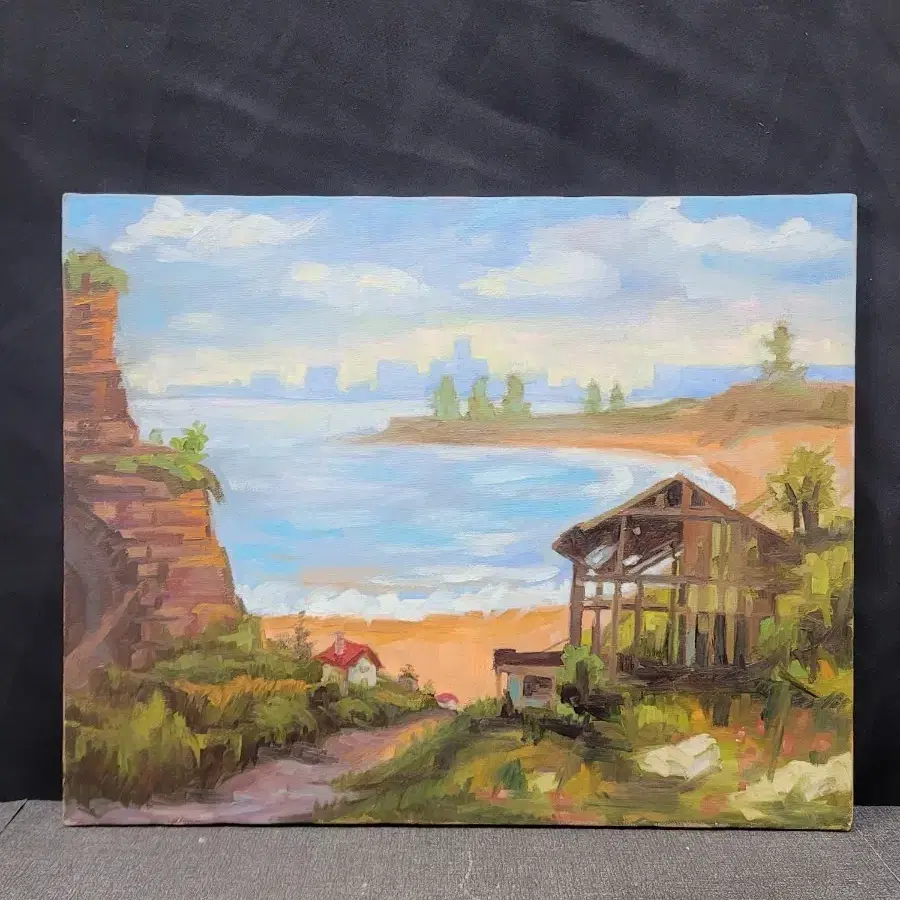 유화그림 10호 바다언덕위