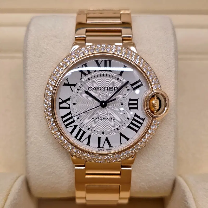 까르띠에 발롱블루 36mm 로즈골드 18k 금통 오토매틱 오리지널 다이아몬드 사진 1