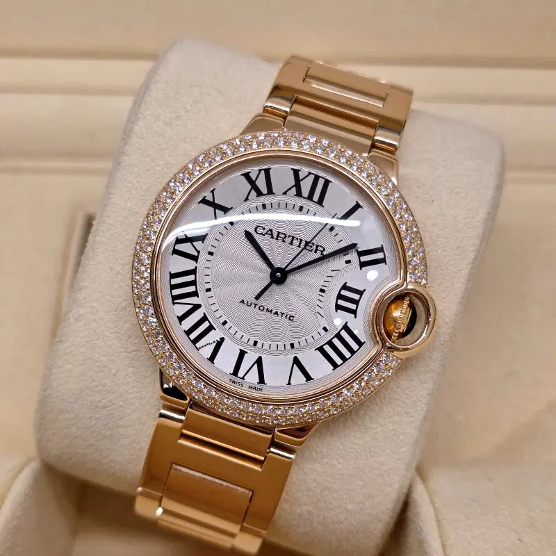 까르띠에 발롱블루 36mm 로즈골드 18k 금통 오토매틱 오리지널 다이아몬드 사진 4