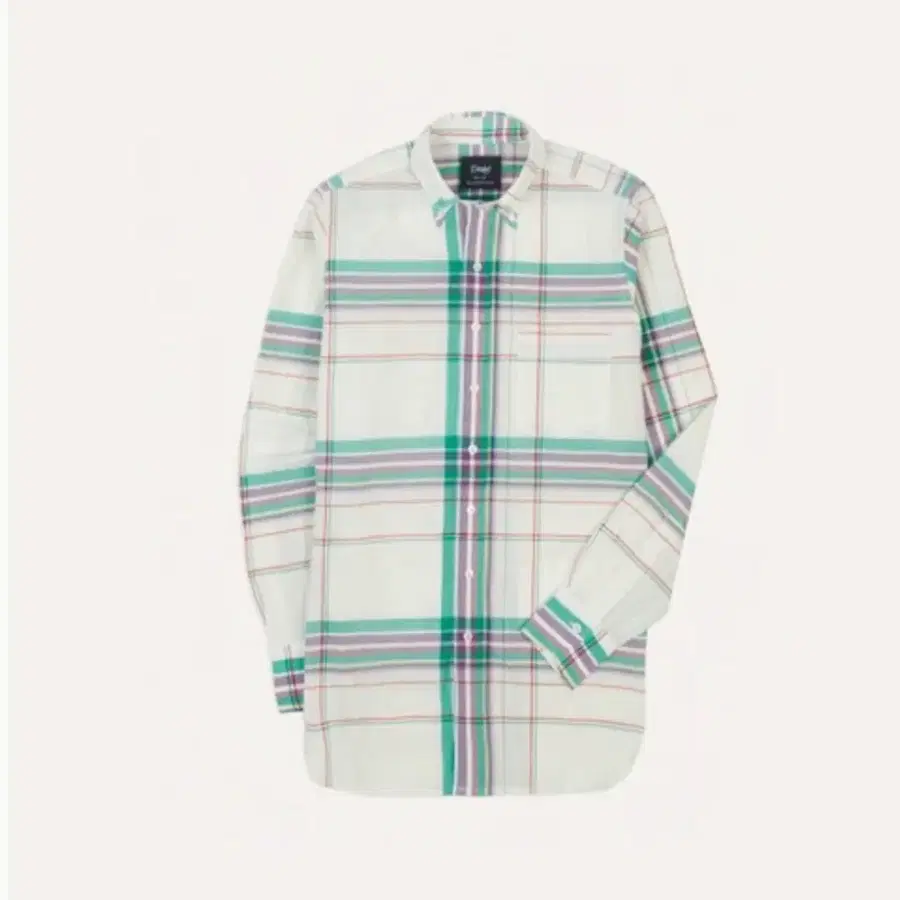 드레익스 White, Purple and Green Madras Check Cotton Button-Down Shirt Size: 15.5