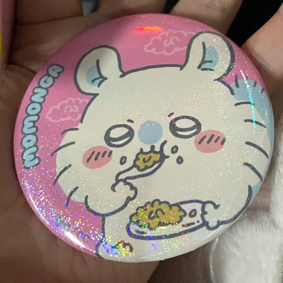 먼작귀 치이카와 모몽가 모구모구 글리터 캔뱃지