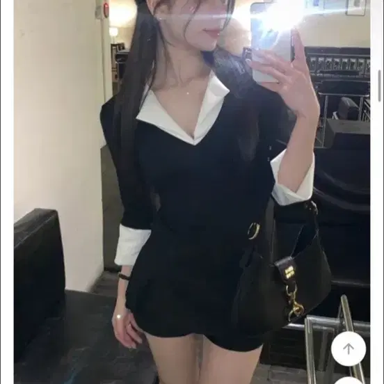 배색 카라 7부 셔츠 긴팔