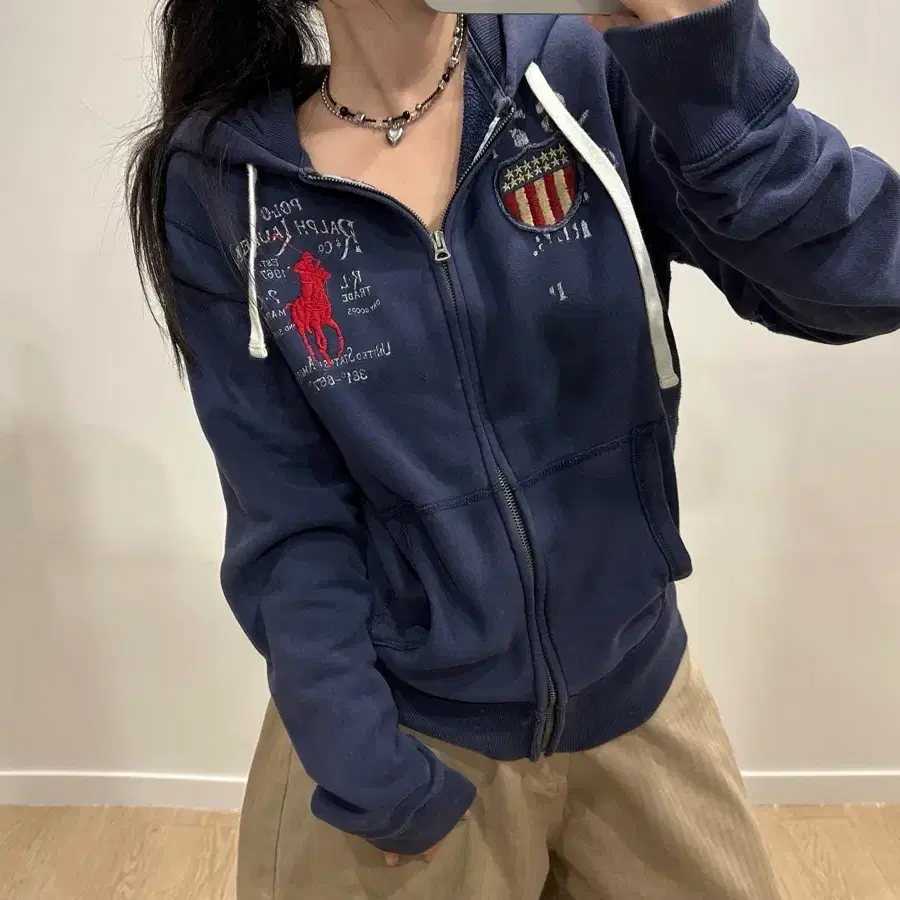 폴로 랄프로렌 네이비 빅포니 USA 성조기 후드집업