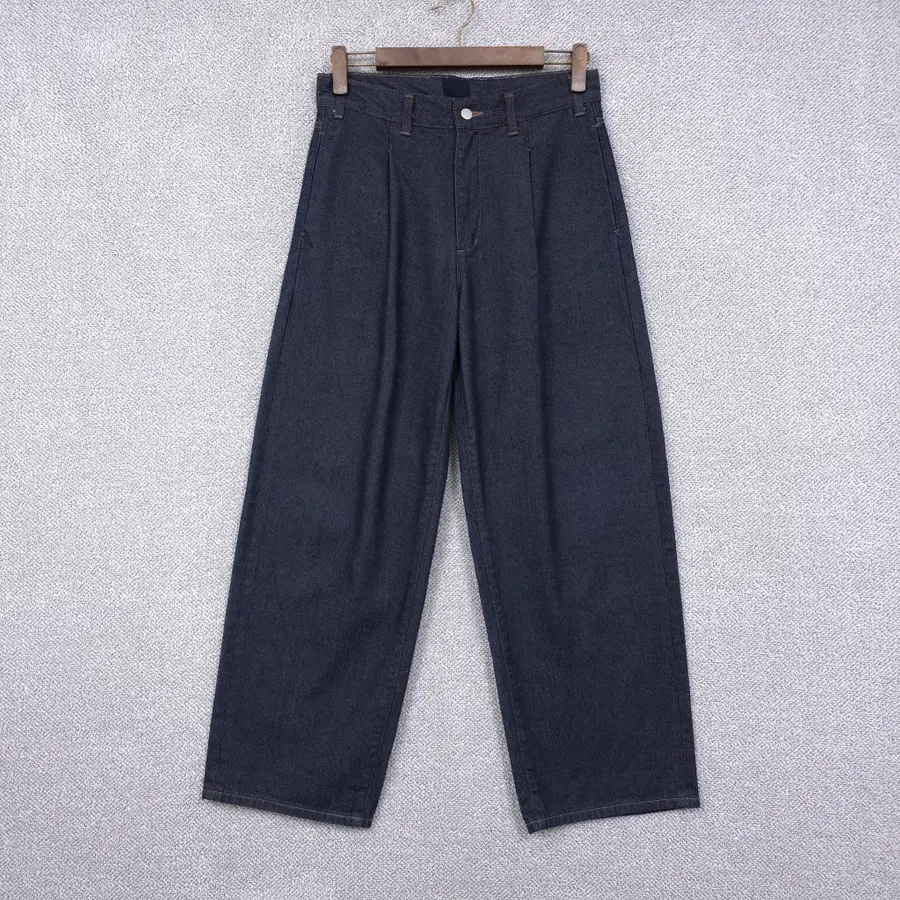 LEIMAN [riri 고급지퍼] 남성 원턱 와이드 하이웨이스트 청바지 [31size / 허리단면40cm]