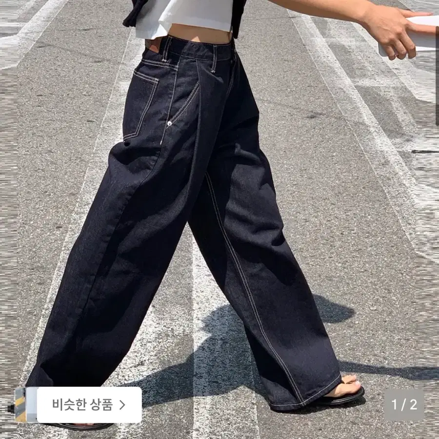 코어드 논페이드 핀턱 데님 (short)S