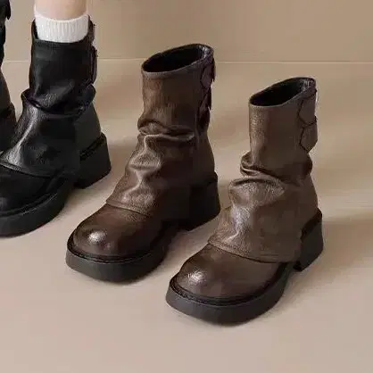 통굽 부츠 브라운