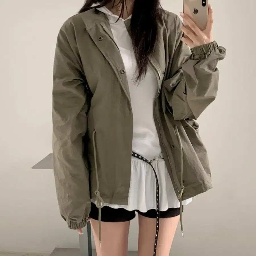 오버핏 카키 야상 자켓