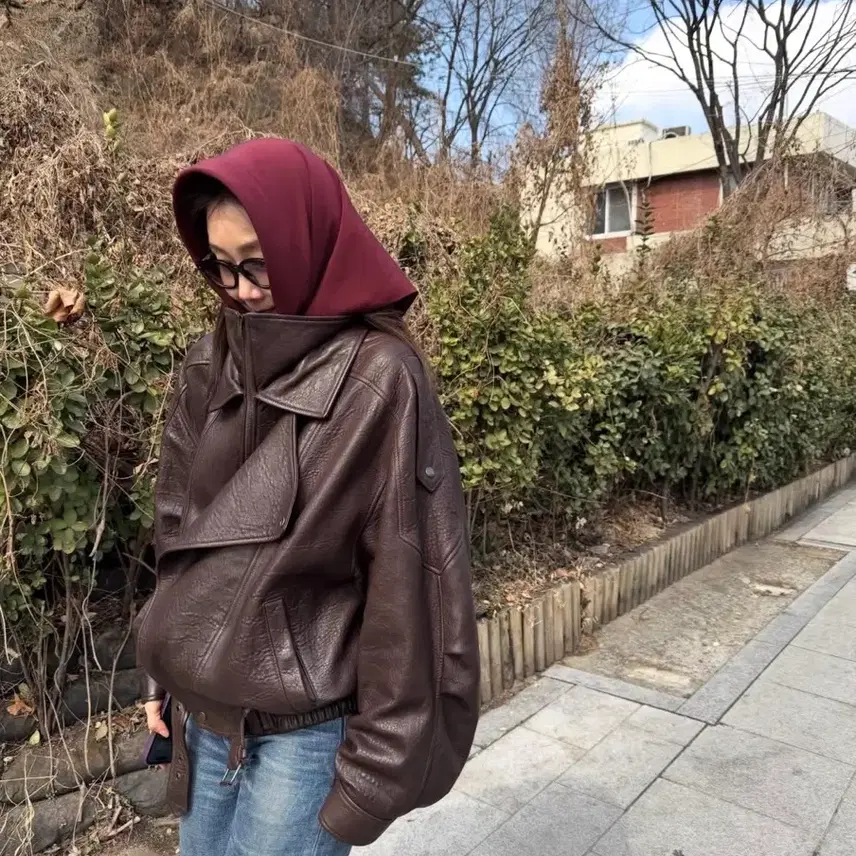 생로랑 (정품) 브라운 레더자켓 사진 3