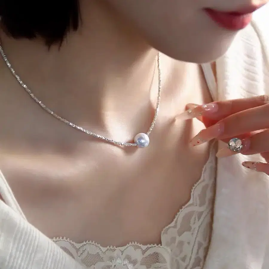 천연 진주 목걸이 s925