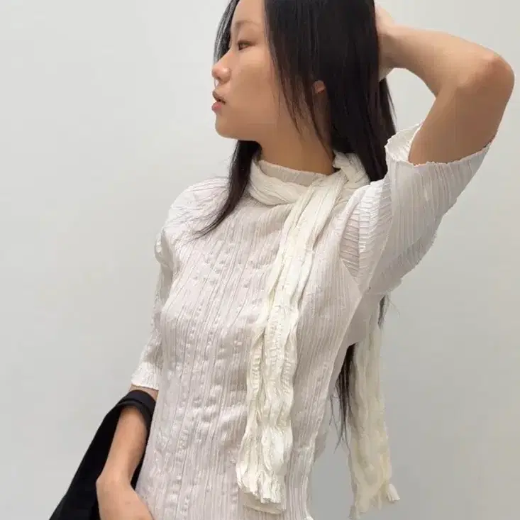 레터 더블 플리츠 탑 + 더블 플리츠 스카프 세트