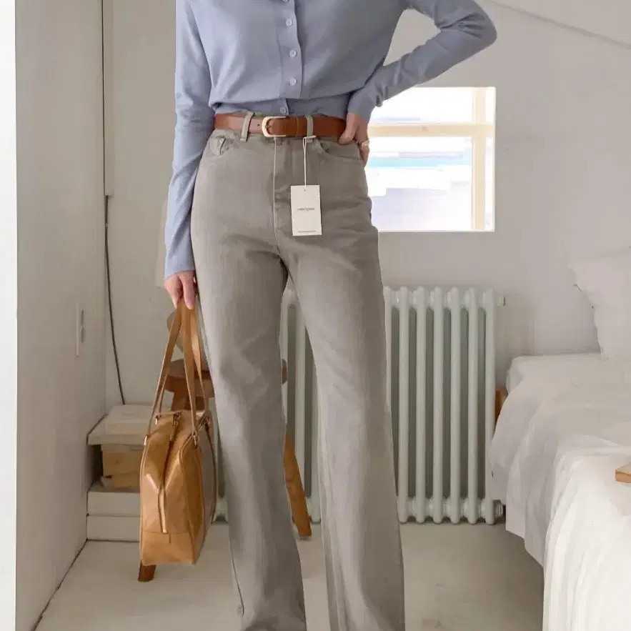 (새상품)베이지 코튼 일자팬츠 L사이즈