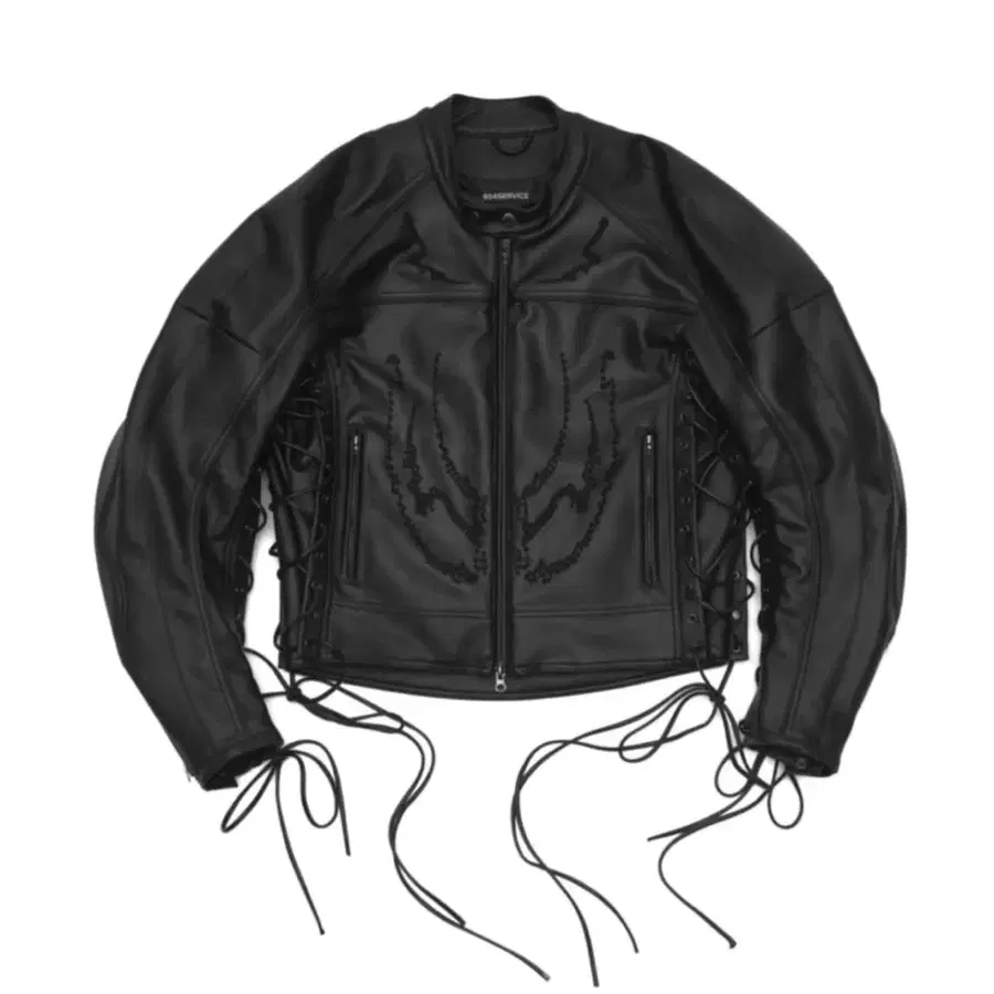 604service EMBROIDERED LACE UP MOTORCYCLE JACKET