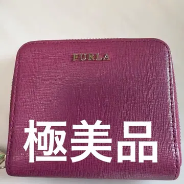 큐트한 베리 핑크 FURLA 라운드 지퍼 컴팩트 월렛