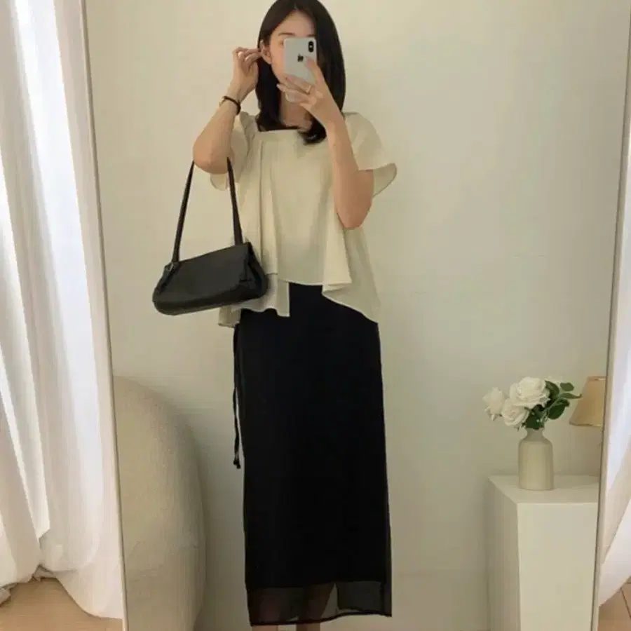(새제품/택O) 어퓨즈 블랙 롱 밴딩 스커트