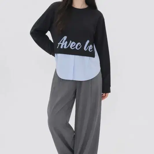 블랙 여자 프리 긴팔티 O7741