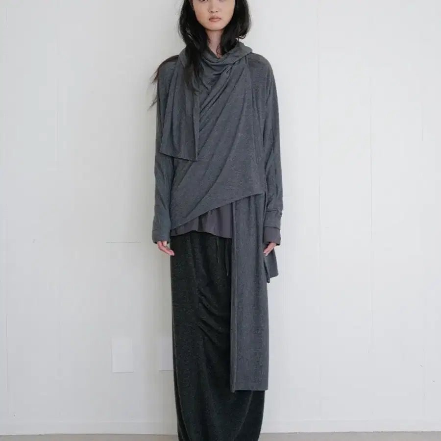 리포스 shawl jersey cardigan (charcoal)