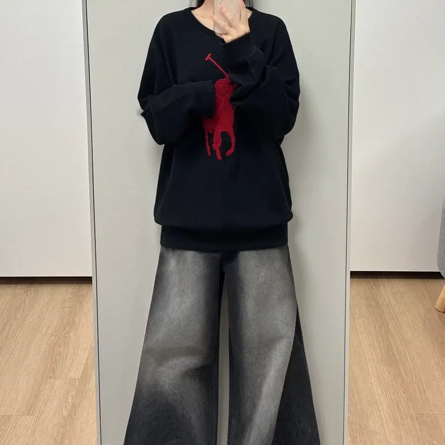 폴로 랄프로렌 신형 큐알 빅포니 블랙 맨투맨