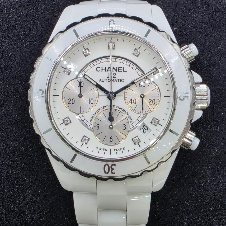 샤넬 특가 CHANEL J12 41mm 9point DIA 화이트 세라믹 크르노 풀셋 사진 1