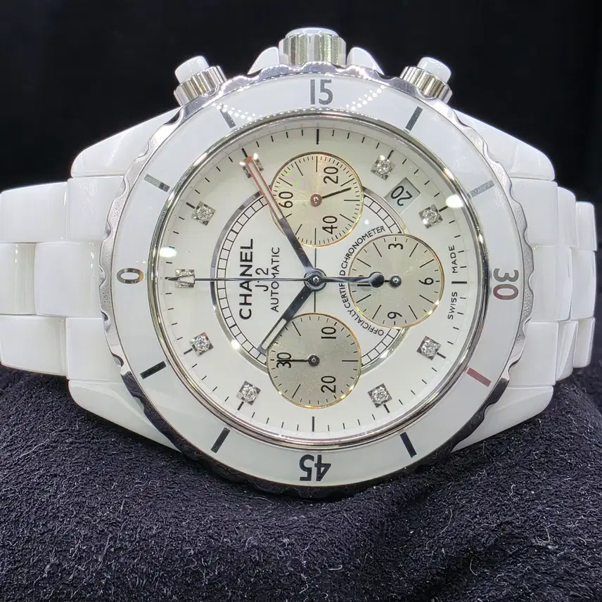 샤넬 특가 CHANEL J12 41mm 9point DIA 화이트 세라믹 크르노 풀셋 사진 4
