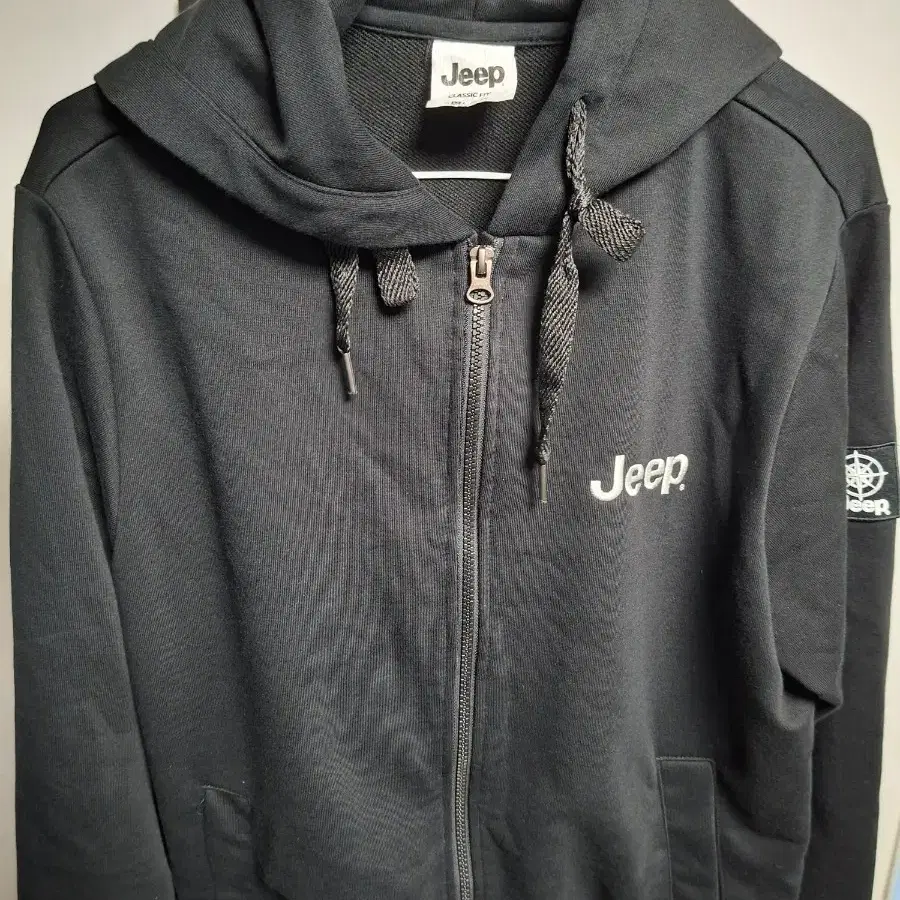 [M/95] 지프(Jeep) 정품 기모 안감 블랙 풀집업 후드티