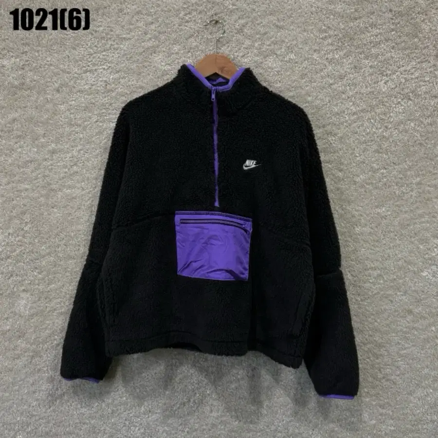 나이키 플리스 후드티 블랙 퍼플 M 1021