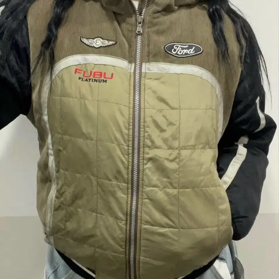 Fubu X Ford 파이핑 코듀로이 누빔 후드 자켓