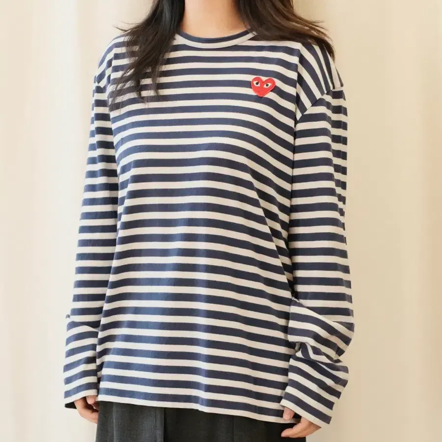 꼼데가르송 스트라이프 롱슬리브 네이비 XL