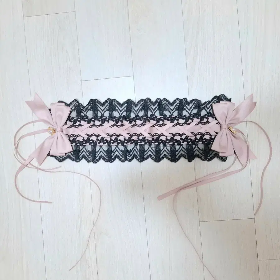 지뢰계 레이스 리본 헤도레 핑크