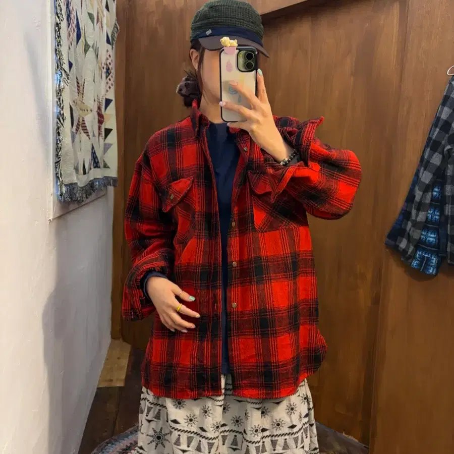 유니클로 올드 타탄 체크 셔츠 자켓 h858