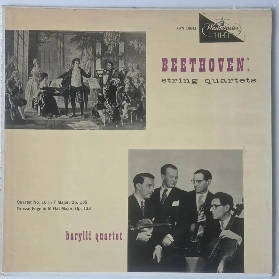 바릴리 사중주단 - 베토벤 현악사중주 16번.대푸가 LP ( Westminster 미국 1957년 블루 XWN Mono )